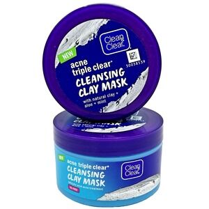 2 x Clean & Clear Acne Triple Clear Cleansing Clay Mask Oil Free 3.5oz NOS